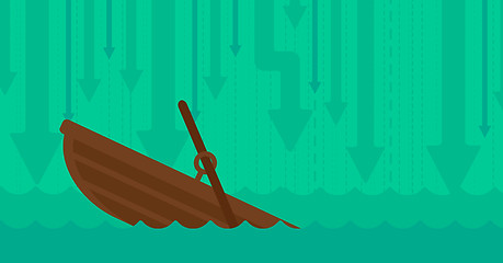 Image showing Background of sinking boat and arrows moving down.