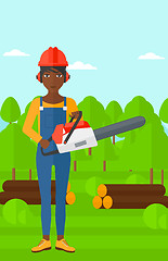 Image showing Lumberjack with chainsaw.