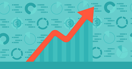 Image showing Background of graph with rising up arrow and dollar symbols.