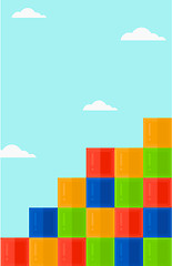 Image showing Background of colorful cubes on blue sky