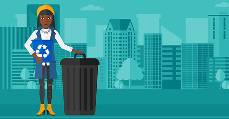 Image showing Woman with recycle bins.