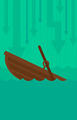 Image showing Background of sinking boat and arrows moving down.