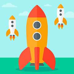 Image showing Background of business start-up rockets.