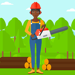 Image showing Lumberjack with chainsaw.