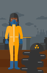 Image showing Woman in protective chemical suit.