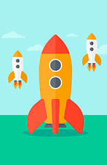 Image showing Background of business start-up rockets.