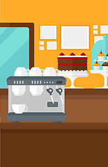 Image showing Background of bakery with pastry and coffee maker.