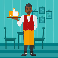 Image showing Waiter with like button.