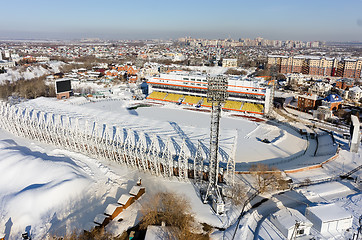 Image showing Aerial view of modern city stadium. Tyumen. Russia