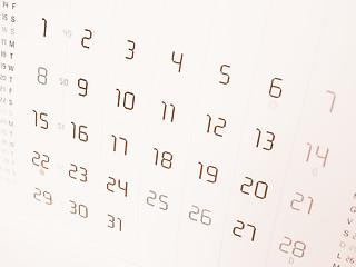 Image showing  Calendar page vintage