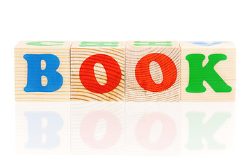 Image showing Wooden blocks arranged in the word BOOK