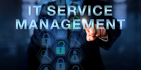 Image showing Manager Pushing IT SERVICE MANAGEMENT 