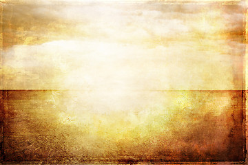 Image showing Grungy vintage image of sea and sky in sunlight