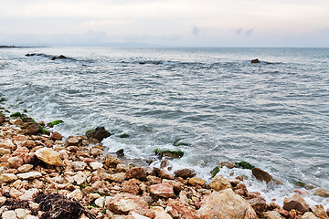 Image showing Rocky coast and stormy sea in Catalonia