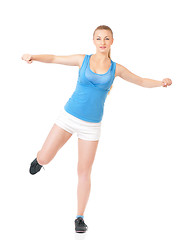 Image showing Happy woman doing fitness exercise