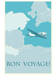 Image showing Retro airplane Bon voyage