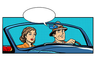 Image showing Couple man and woman in convertible car