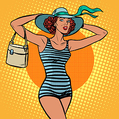 Image showing Girl retro bather