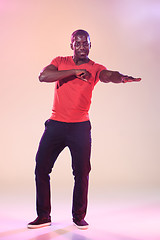 Image showing The young cool black man is dancing