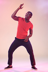 Image showing The young cool black man is dancing