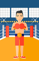 Image showing Confident boxer in gloves.