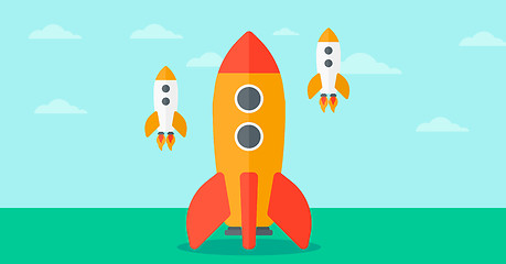 Image showing Background of business start-up rockets.