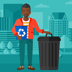 Image showing Man with recycle bins.