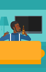 Image showing Man watching TV.