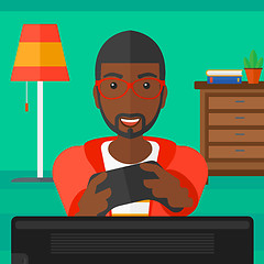 Image showing Man playing video game.