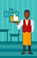 Image showing Waiter with like button.