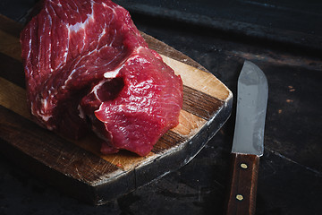 Image showing fresh meat beef on dark background