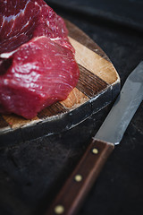 Image showing fresh meat beef on dark background