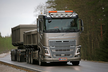 Image showing Bronze Volvo FH16 Combination Truck on the Road