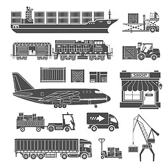 Image showing Cargo Transport and Packaging Icon Set