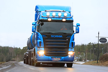 Image showing Blue Scania Tank Truck Up Front