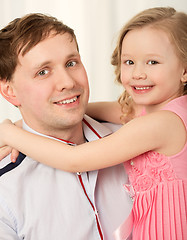 Image showing Lovely portrait of father and little daughter