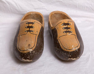 Image showing Pair of traditional Dutch wooden shoes