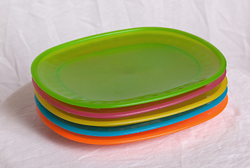 Image showing Colorful plastic plates