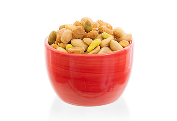 Image showing Fresh mixed salted nuts in a bowl, peanut mix