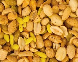 Image showing Fresh mixed salted nuts for backgrounds