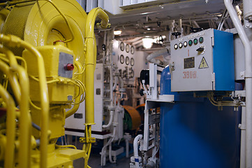 Image showing Boat interior with control panel instruments