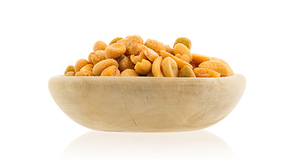 Image showing Fresh mixed salted nuts in a bowl, peanut mix