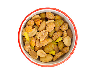 Image showing Fresh mixed salted nuts in a bowl, peanut mix