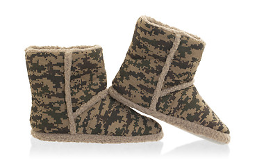 Image showing Warm slippers with camouflage print