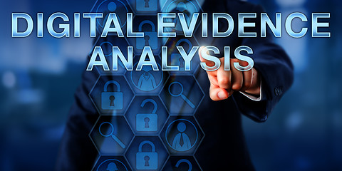 Image showing Investigator Touching DIGITAL EVIDENCE ANALYSIS\r