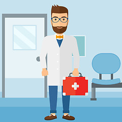 Image showing Doctor with first aid box.