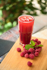 Image showing fruit drink with raspberries