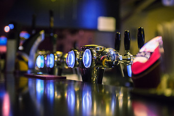 Image showing Metallic beer taps