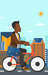 Image showing Man cycling to work.