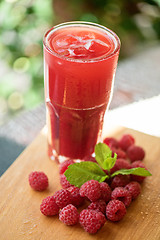 Image showing fruit drink with raspberries